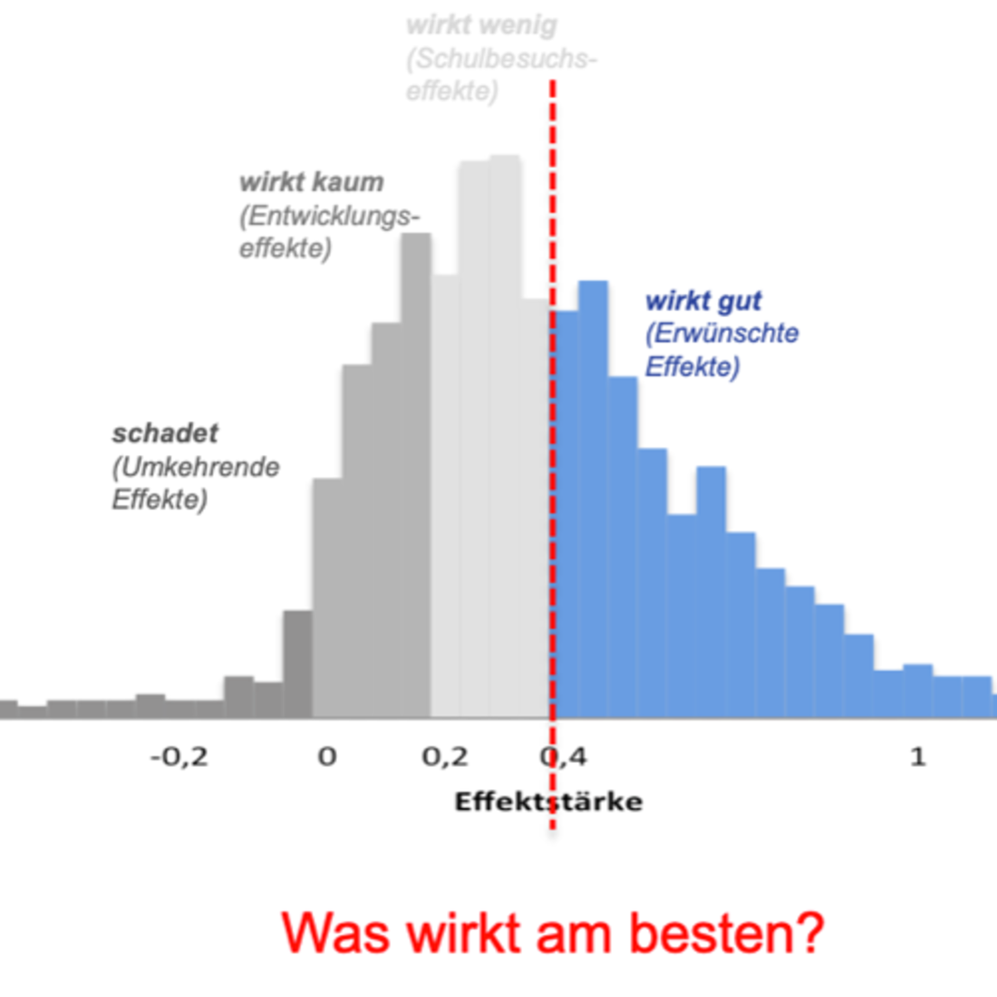Auswertung des Hattie-Fragebogens zur Frage, welche Maßnahmen den höchsten Effekt haben
